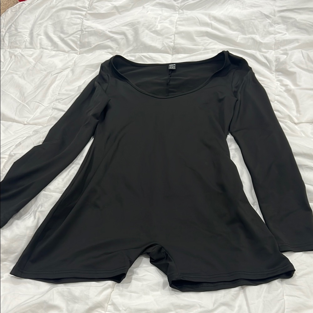 SHEIN Elegant Black Long Sleeve Playsuit